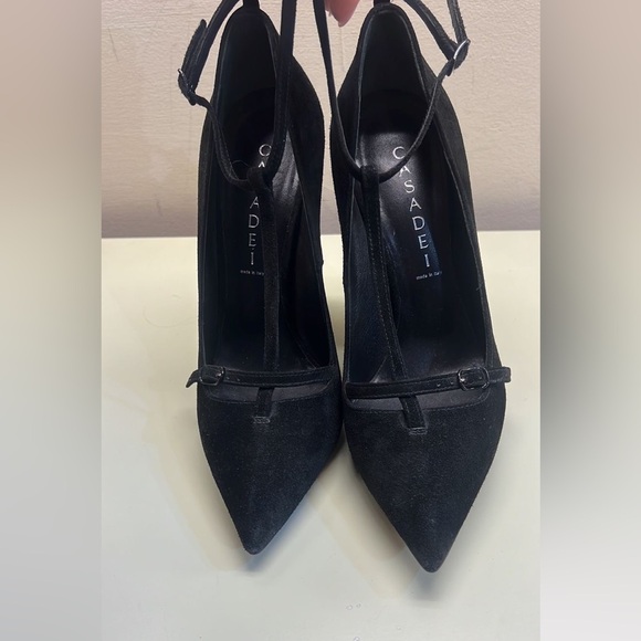 Casadei Black and White High Heels with Zebra Block Heel